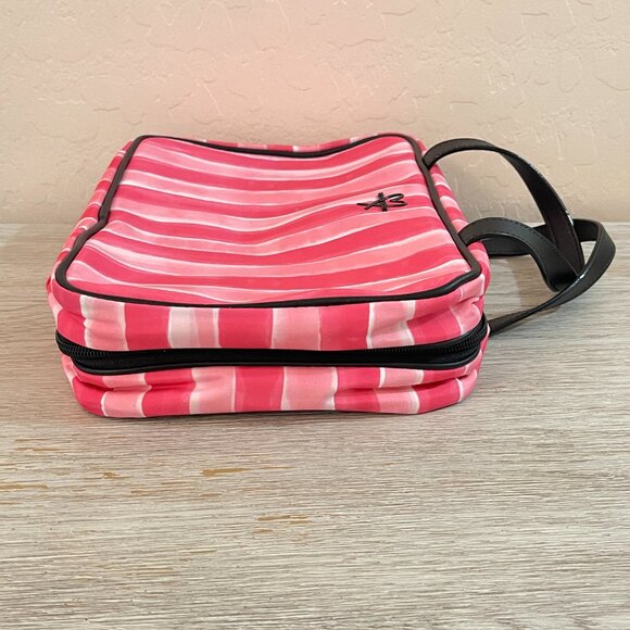 Victoria's Secret Makeup Case Cosmetic Accessory Bag Pink Stripe 3 Section Bag - Picture 5 of 11